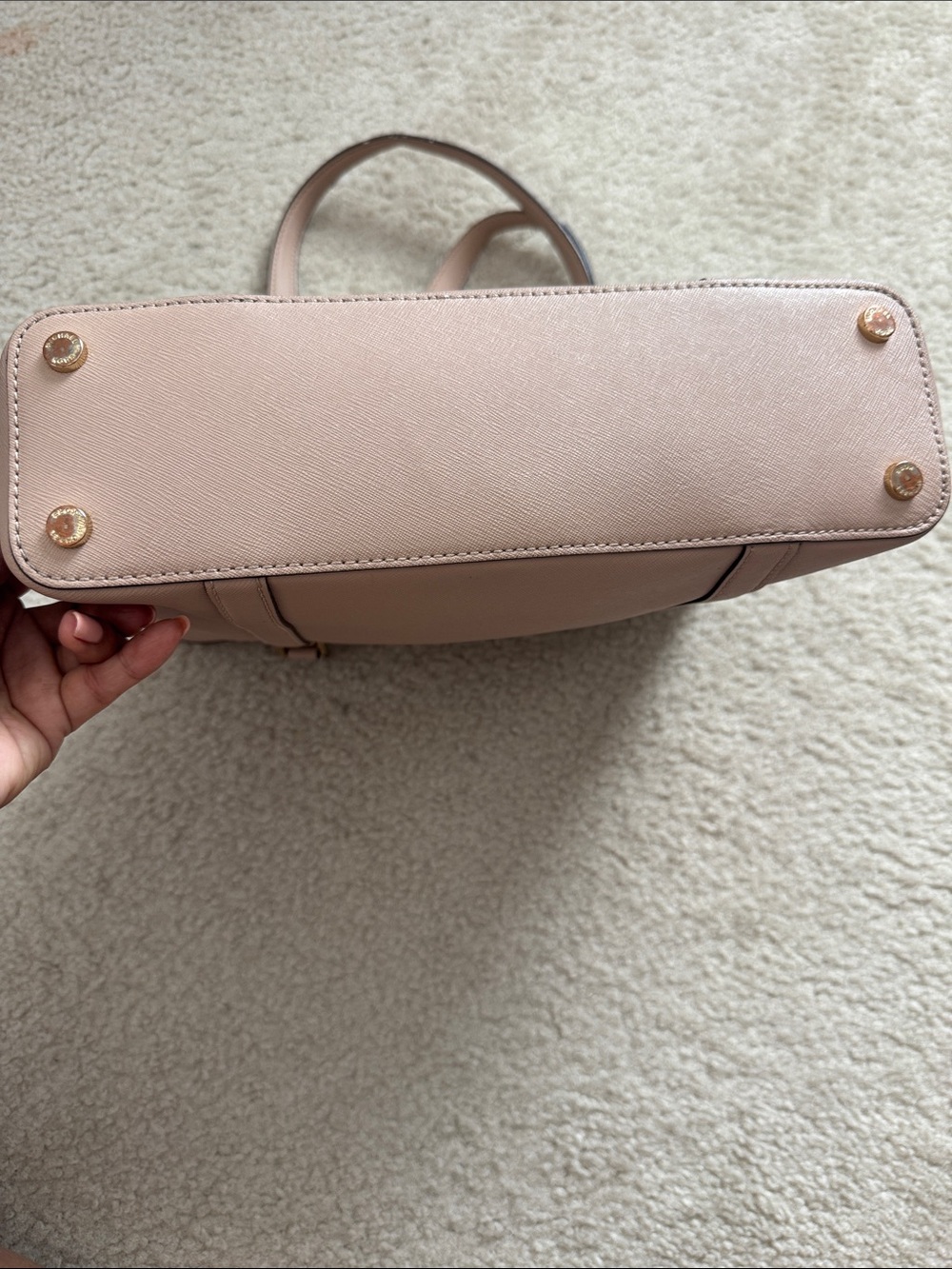 Michael Kors Pale Blush Leather Double-Handle Tote - Picture 3 of 14